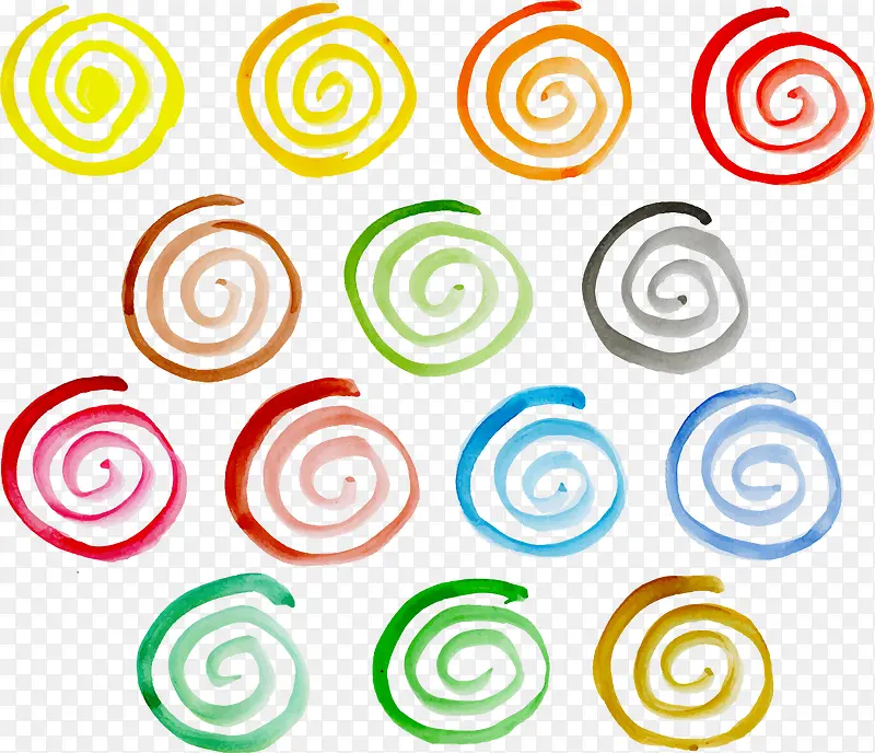 彩色水彩螺旋圆圈