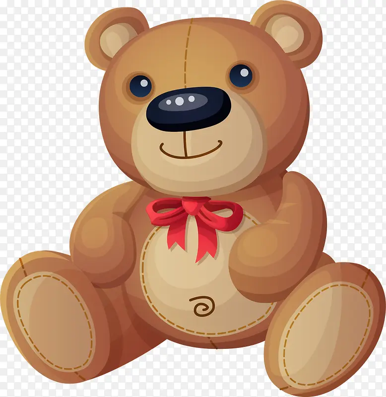 手绘棕色小熊玩偶