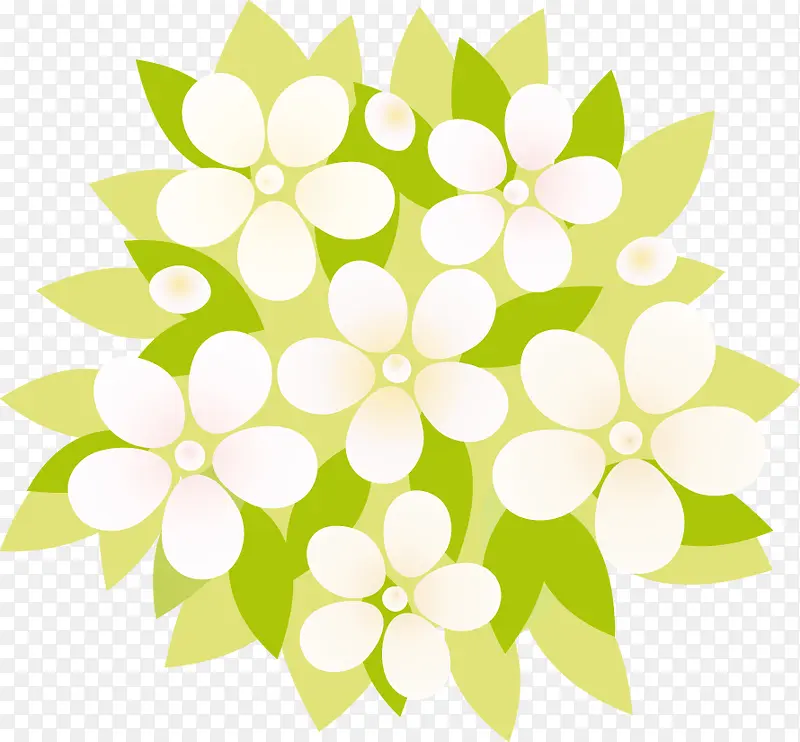 矢量绿色植物小白花创意图标
