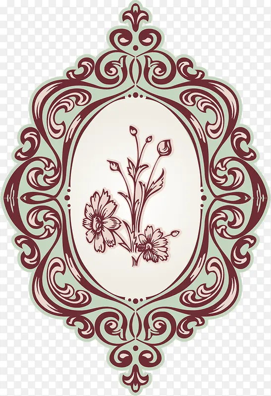 手绘欧式铁制花纹镜框