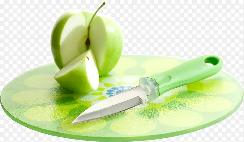 盘子上的水果和水果刀