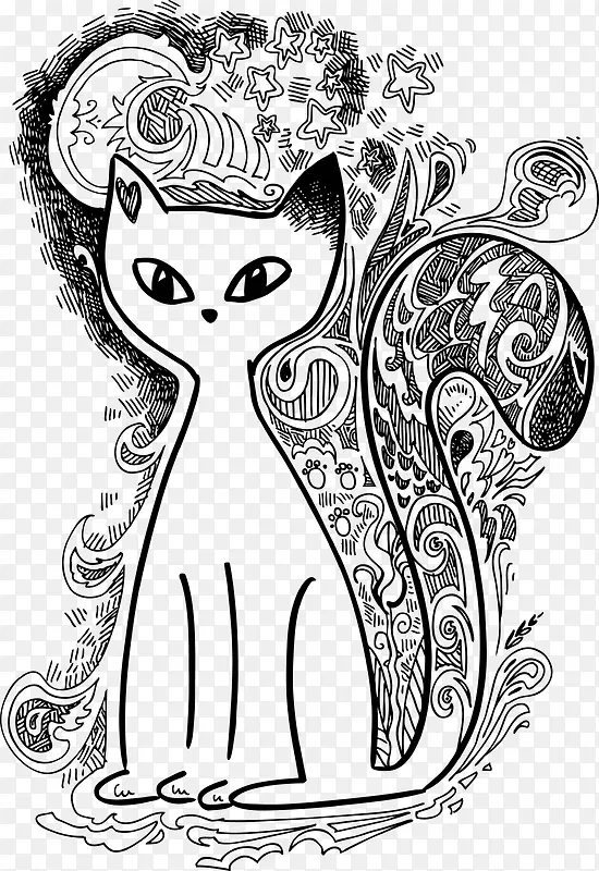 卡通手绘猫装饰图案