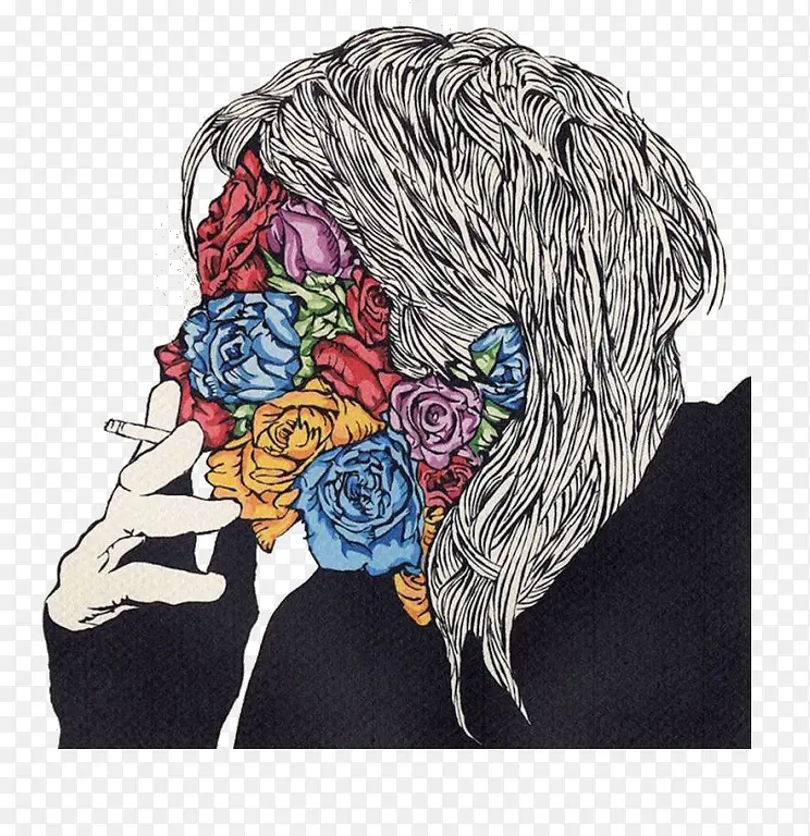 卡通玫瑰花人脸