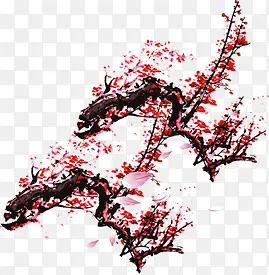 中国画红梅中秋素材