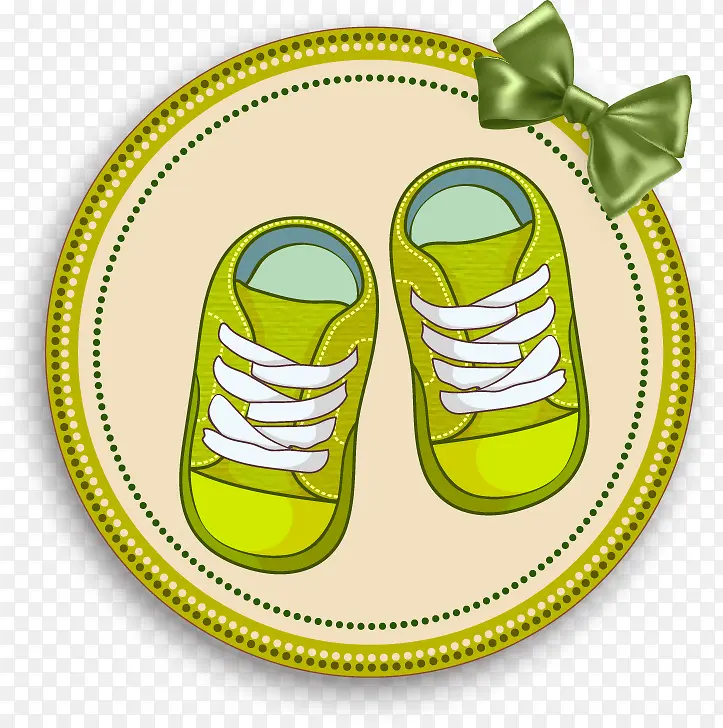 手绘绿色圆形边框运动鞋