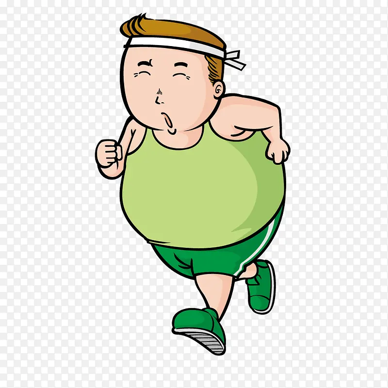 绿色衣服人物减肥跑步