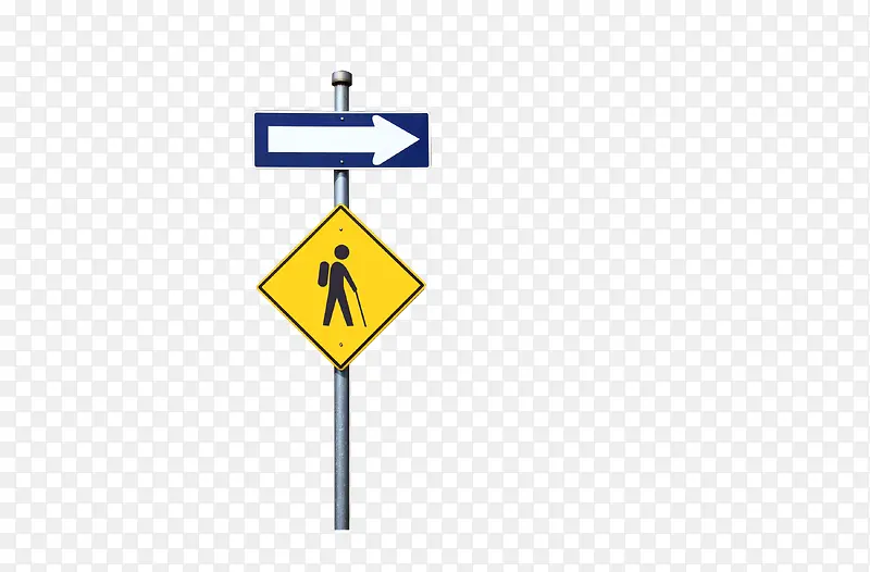人行道指示牌，箭头，马路指示牌
