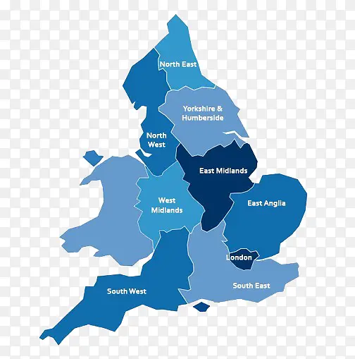 蓝色板块英国地图