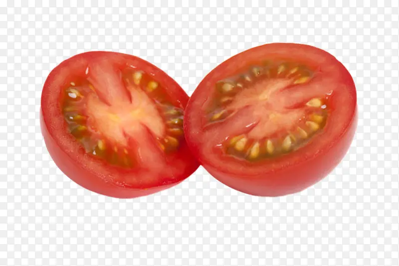实物红色切开樱桃番茄