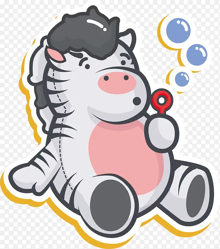 吹泡泡的斑马