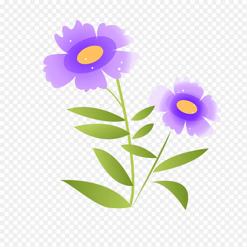 卡通绘制紫色的花