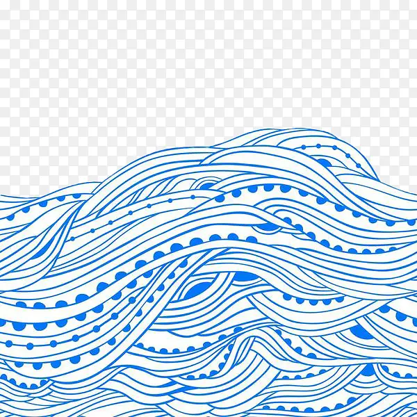 手绘蓝色水波纹装饰曲线