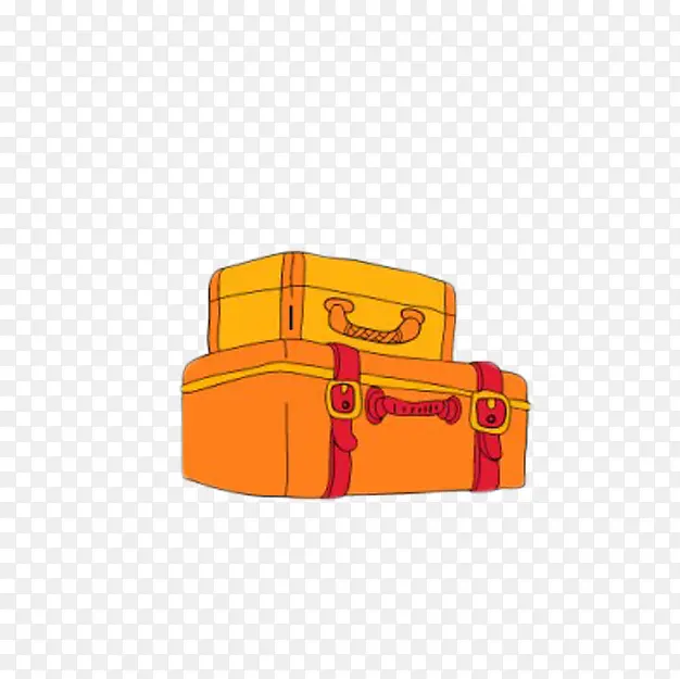 卡通橘色复古行李箱