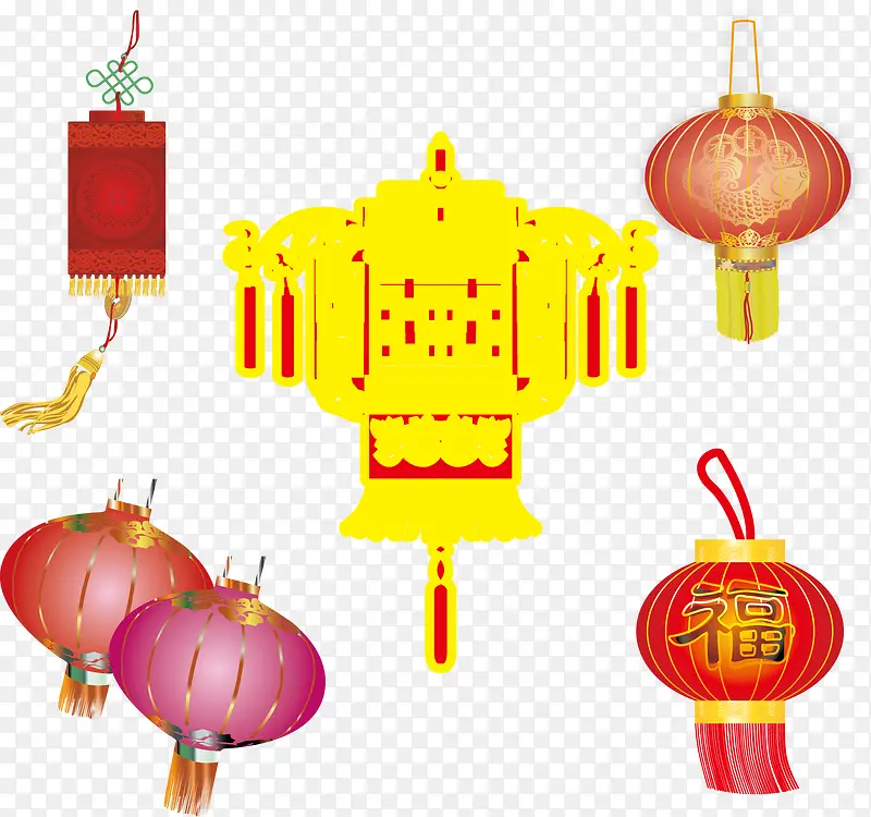 幸福中国结和大红灯笼
