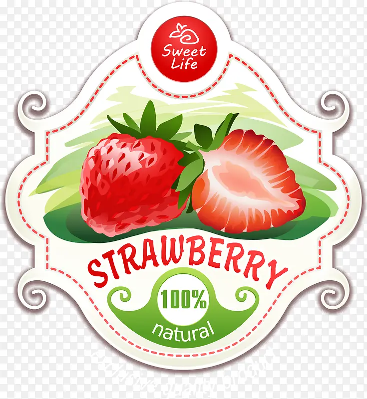矢量手绘草莓标签