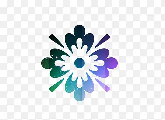 蓝紫色扁平化花朵图案