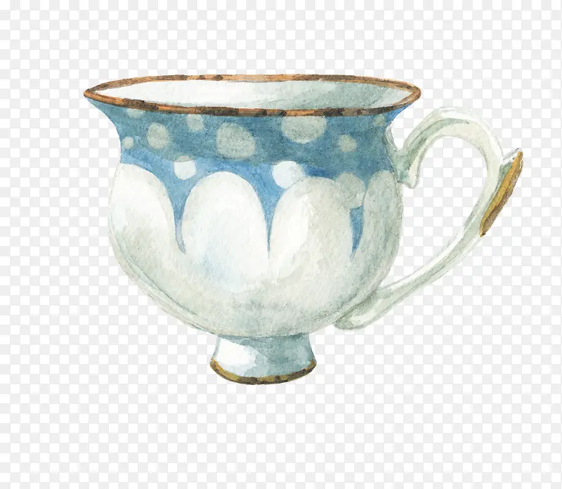 手绘油画白色茶杯