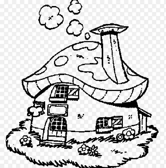 卡通简笔画蘑菇房子