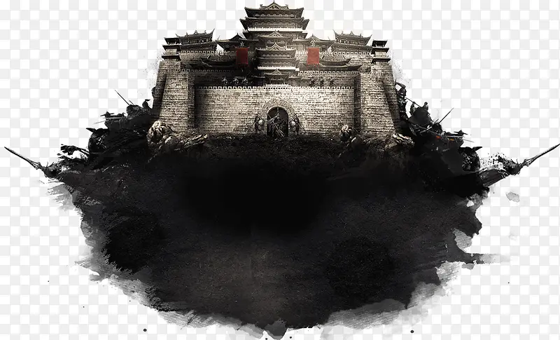 中国风水墨游戏城墙