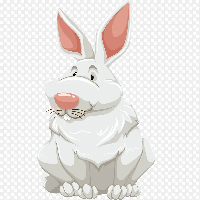 手绘卡通白色兔子