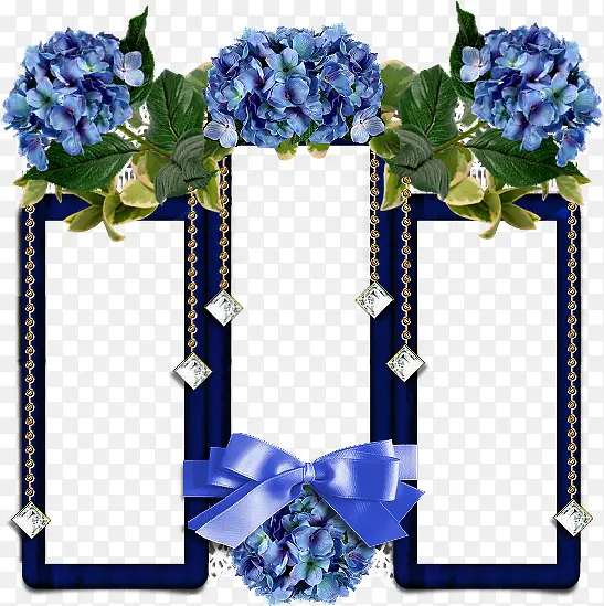 蓝色花装饰相框