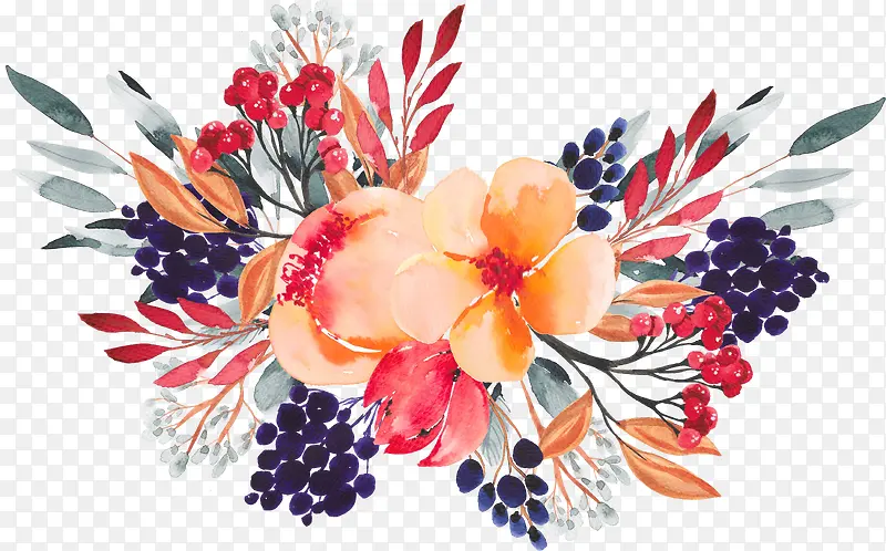 彩色手绘的花朵装饰