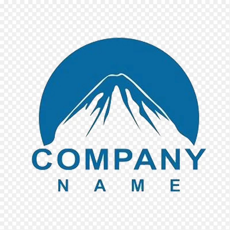 蓝色圆形山峰logo