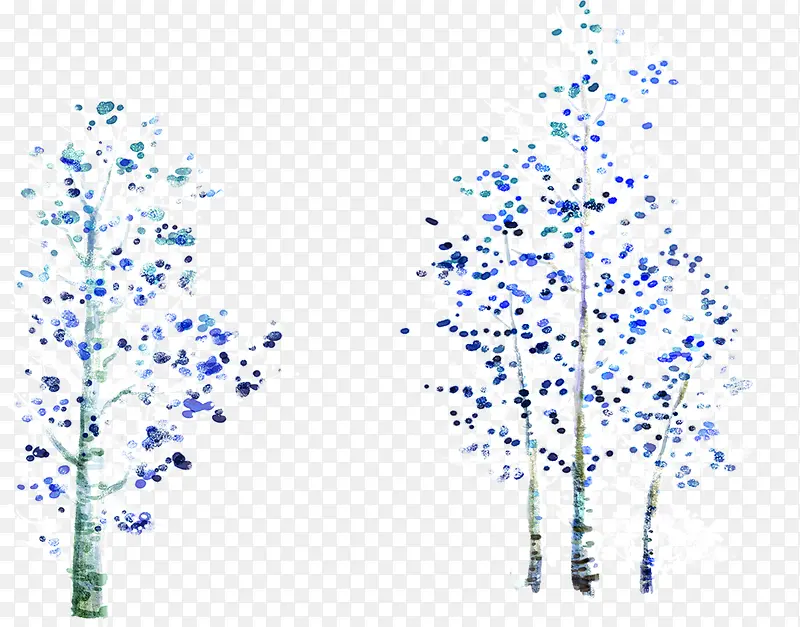 蓝色创意点状大树