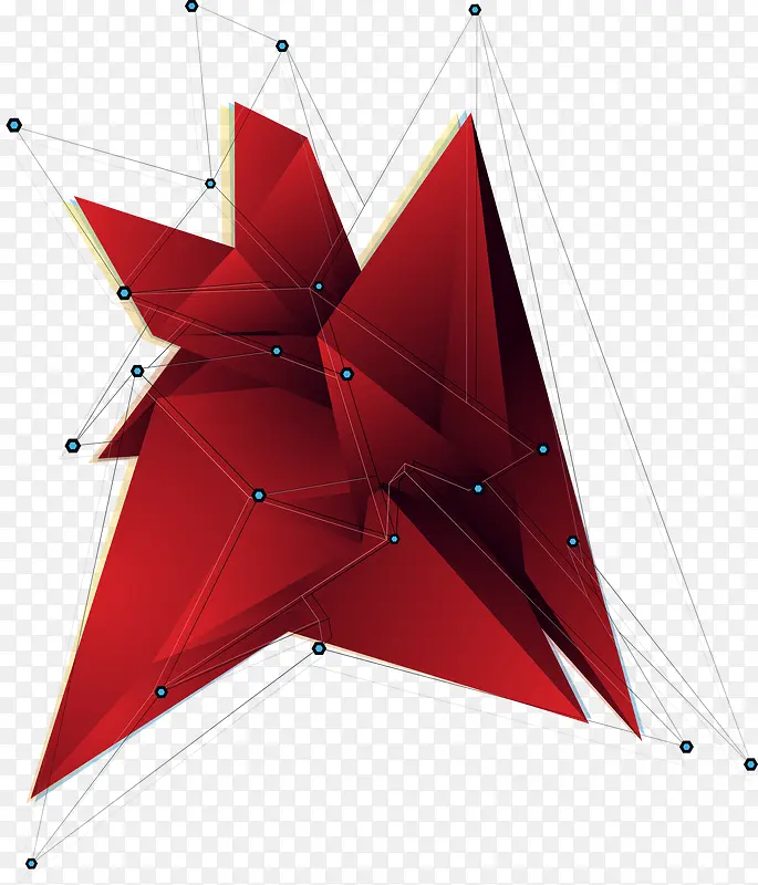 矢量科技红色线条素材三角形