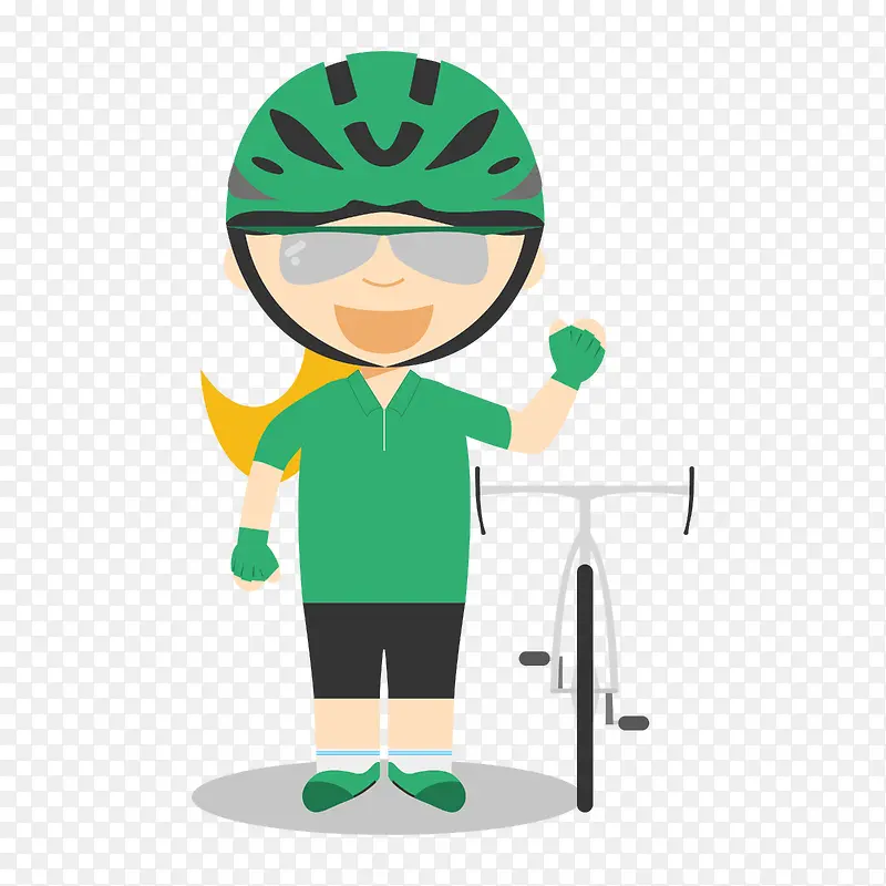 绿色卡通自行车少女奥运会