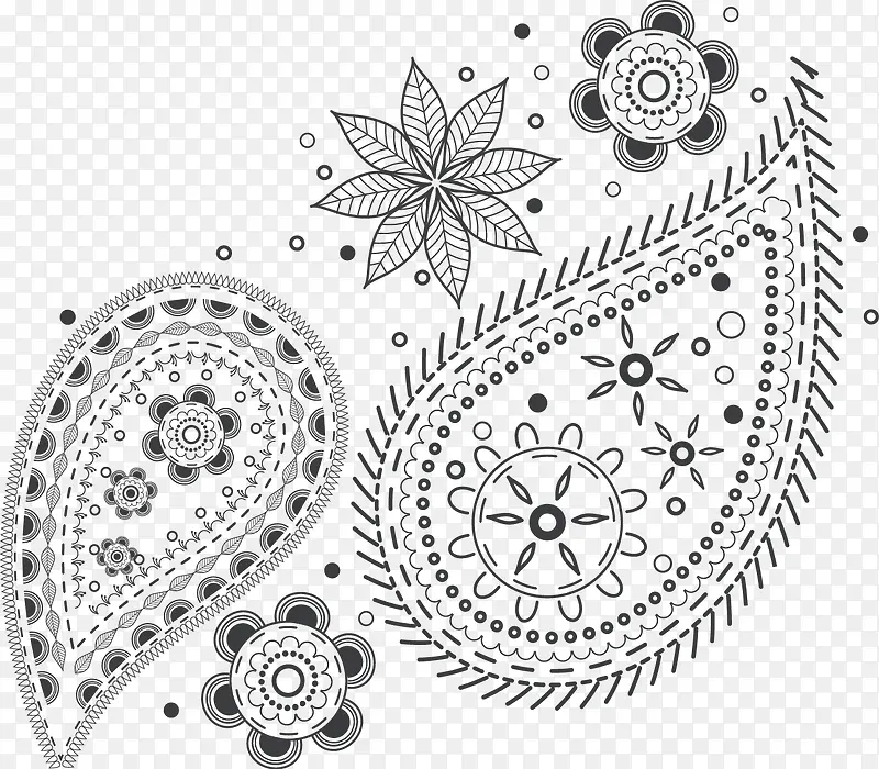 矢量手绘花纹边框