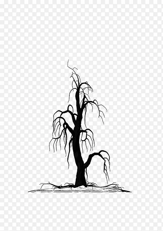 绘画植物 枯树 黑白