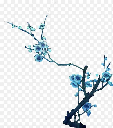 手绘枝叶梅花效果