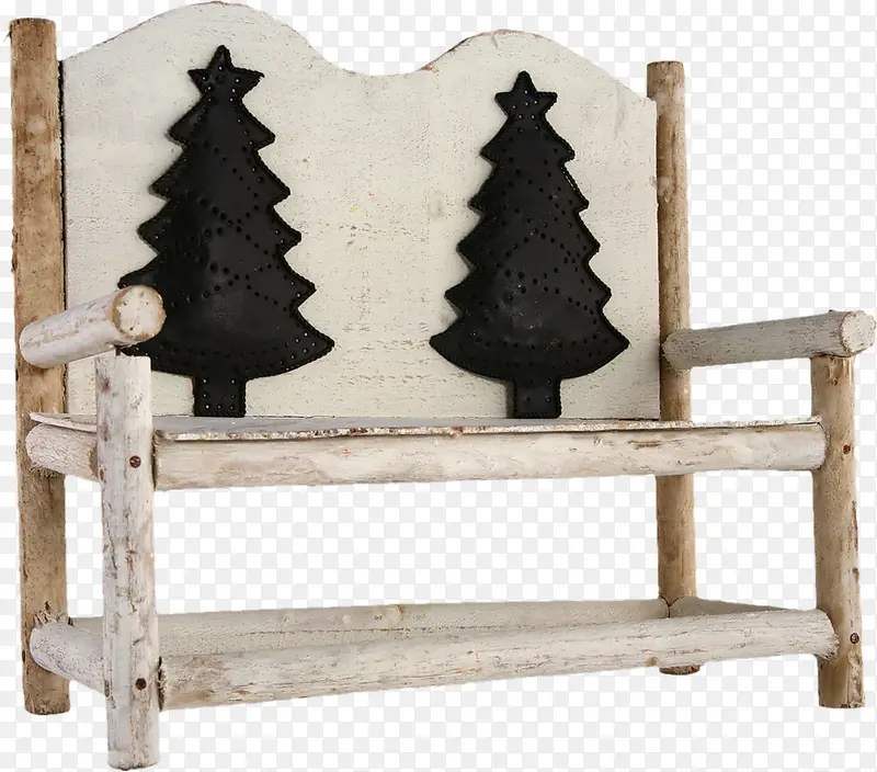 木质复古公园椅素材免抠