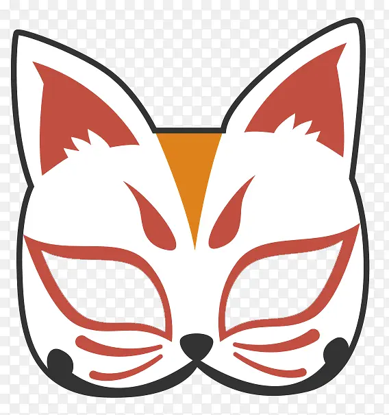 手绘插画风格日式狐狸面具