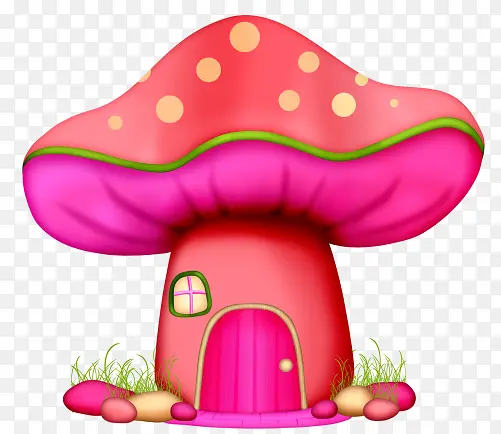 圆点蘑菇卡通童话房子