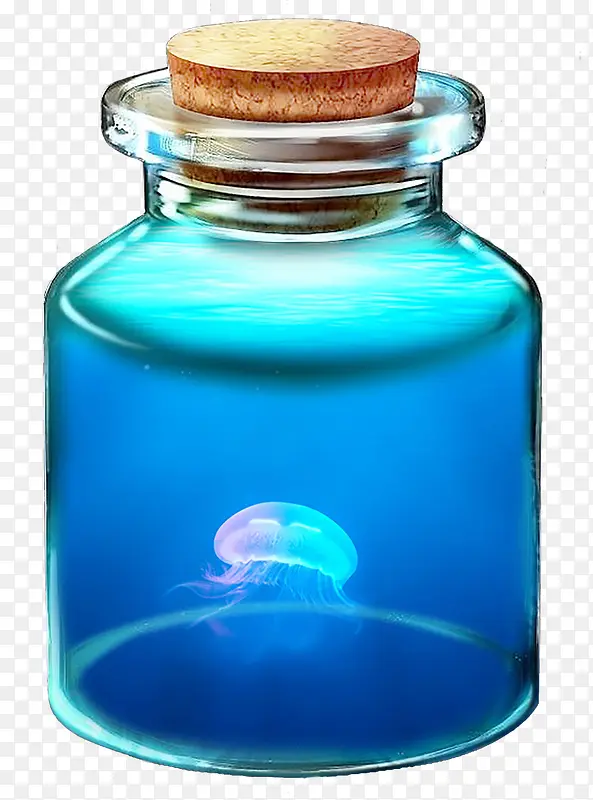 免抠装着水母的实验玻璃瓶