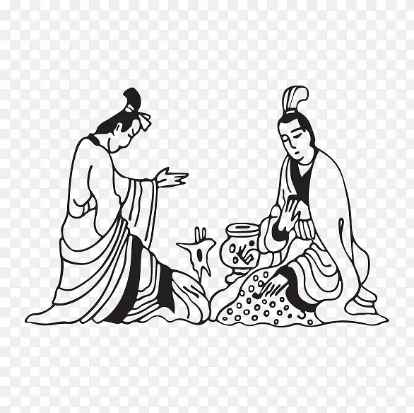 古代商朝黑白剪裁素材