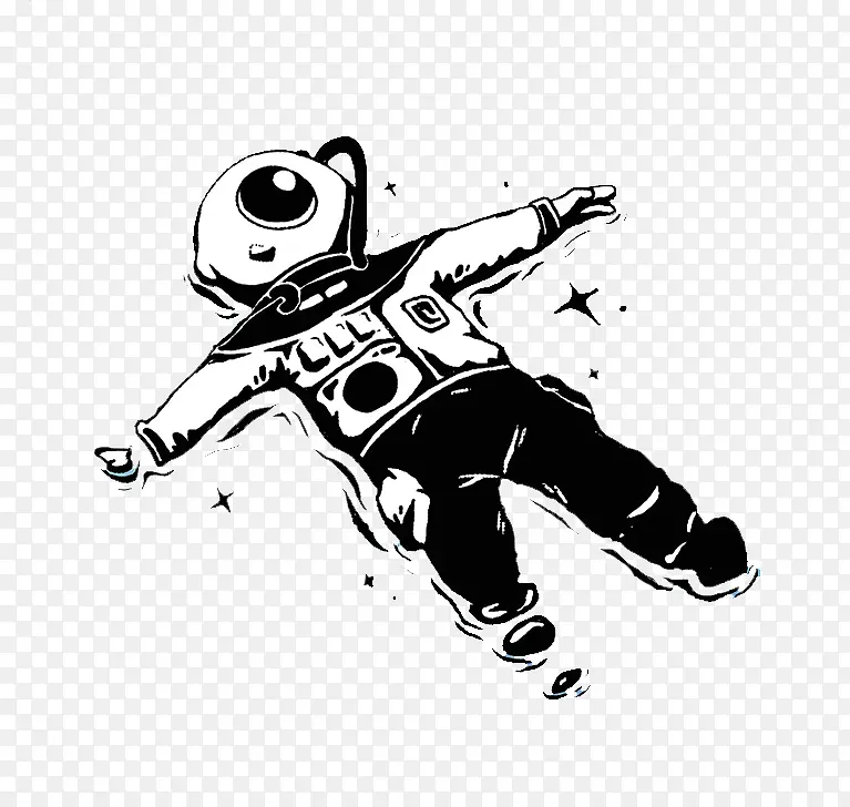 手绘黑白宇航员