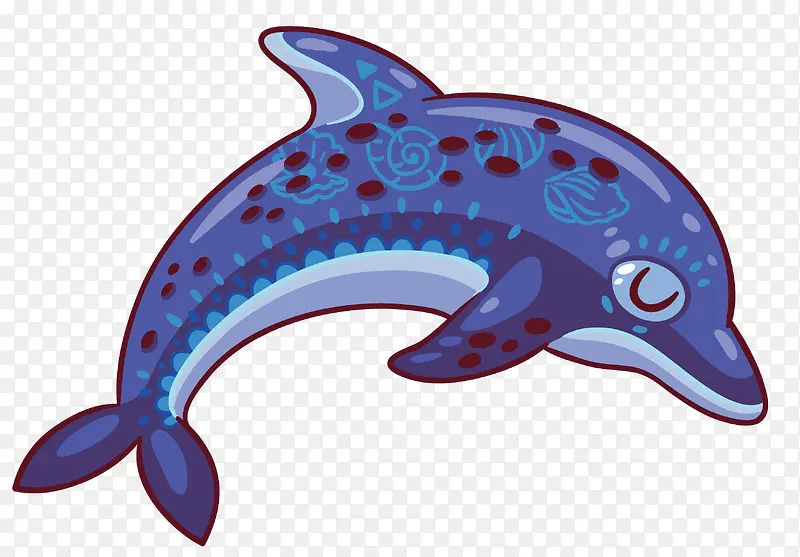 紫色手绘海豚
