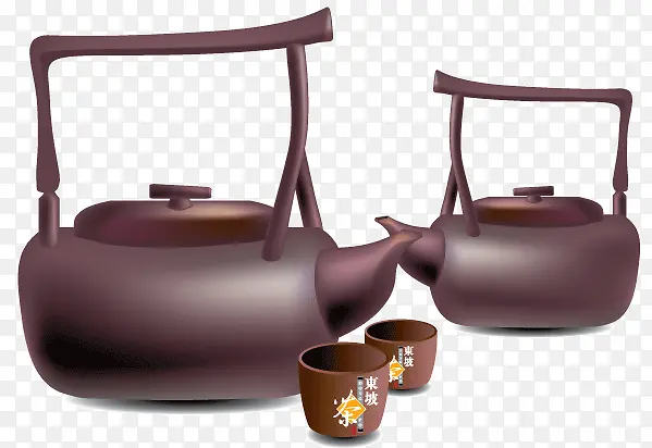 古色古香中国紫砂壶矢量素材