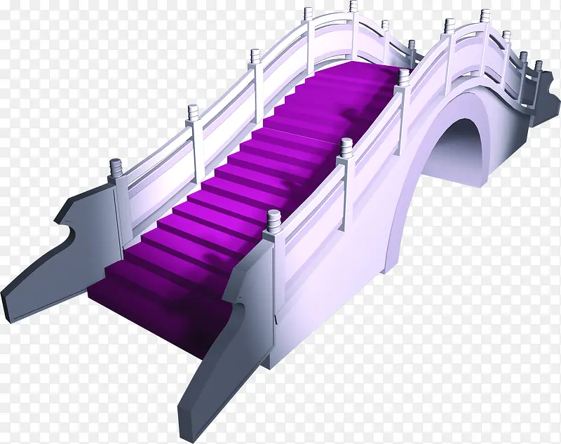 卡通紫色阶梯拱桥七夕