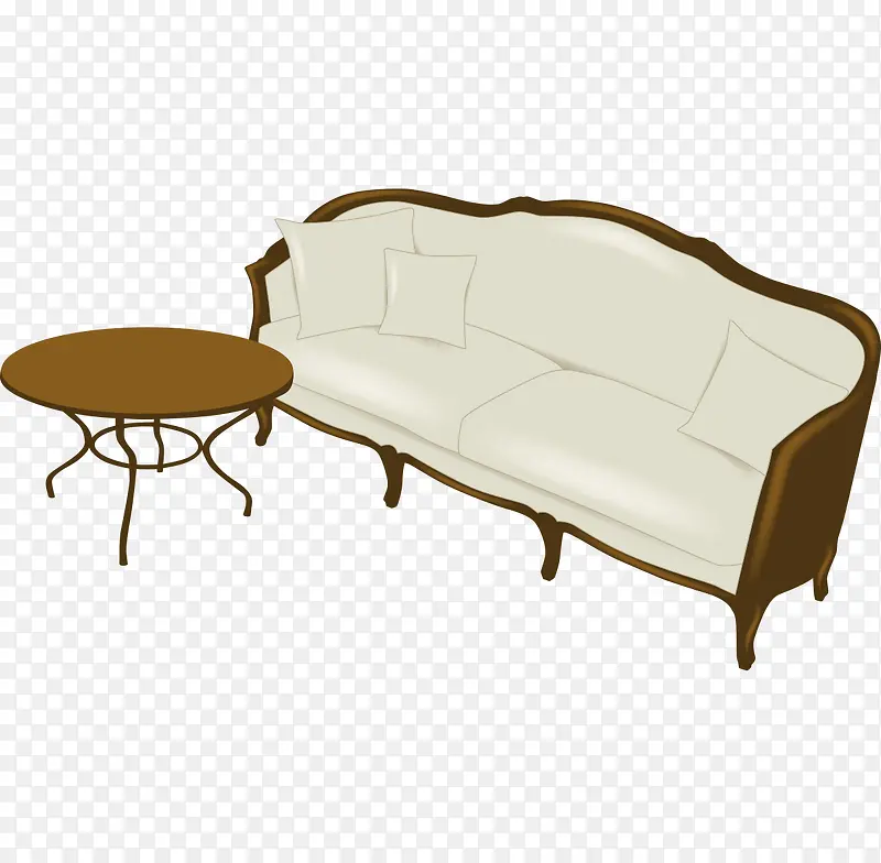 矢量家具拟真实物白色沙发