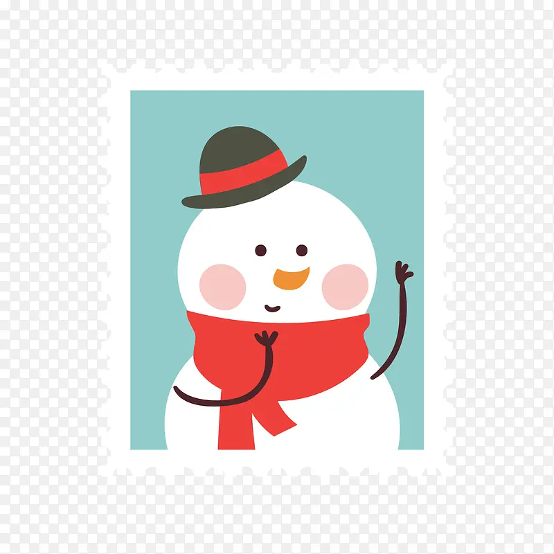 卡通可爱的雪人邮票