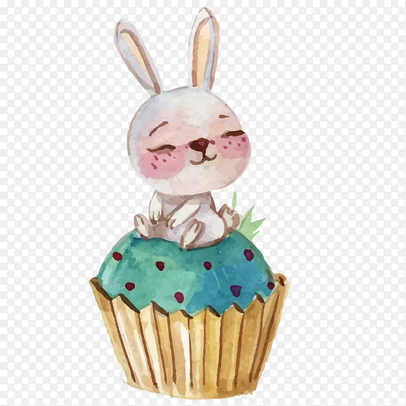 卡通手绘兔子与蛋糕