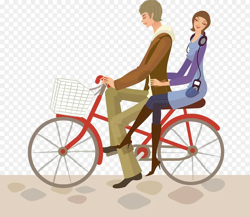 矢量骑自行车的情侣