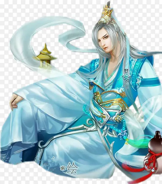 半靠着的白衣美男子