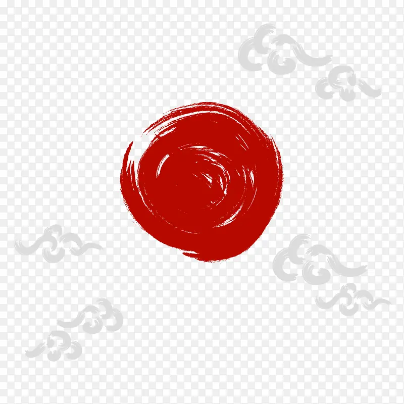 中国风矢量水墨红色