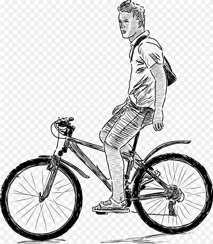 年轻小伙骑自行车