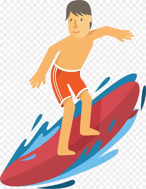 夏季激情冲浪的男孩